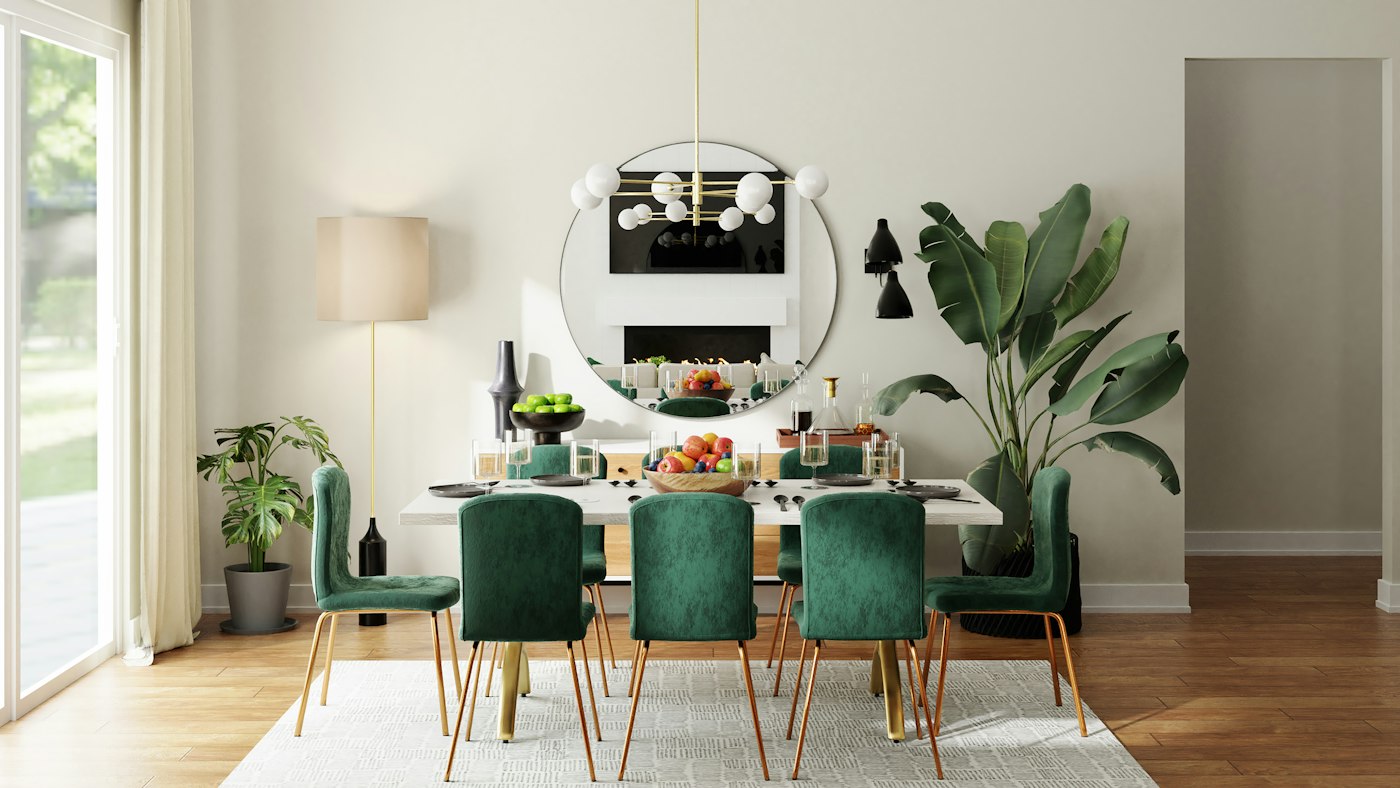 Staged dining room